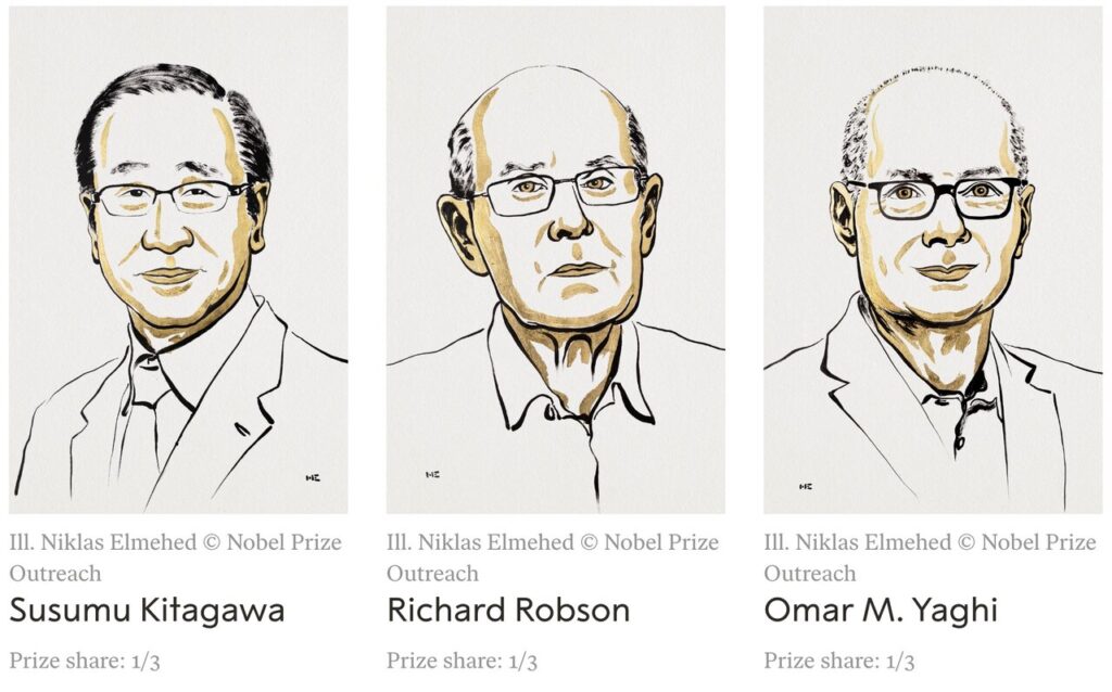 نوبل شیمی ۲۰۲۵ به توسعه‌دهندگان چارچوب‌های فلز-آلی رسید